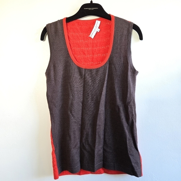 New Carolina Herrera Colorblock Scoop Neck Sleeveless Knitted Vest Sweater Small - Picture 6 of 12
